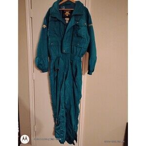 Vintage Descente Teal One-Piece Ski Suit Snowsuit Retro 80s 90s Globe Large